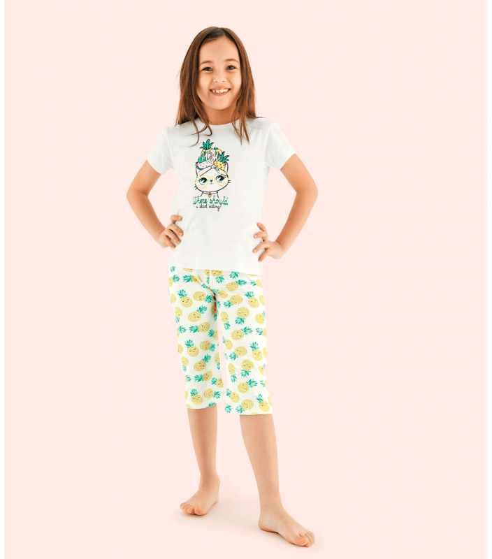 Піжама для дівчинки футболка та капрі з малюнком 10129 Фото