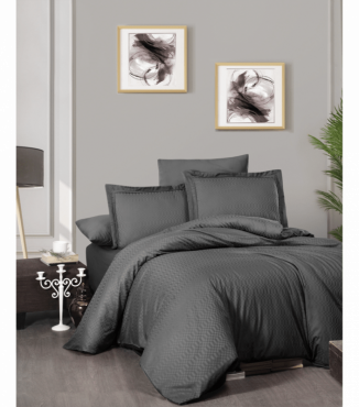 Комплект постельного белья Deluxe Satin Dark Series First Choice DLX-253 CHACKERS ANTHRACİTE