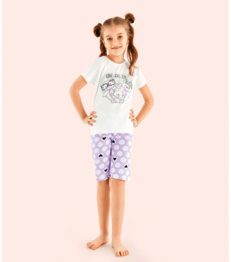Дитяча піжама шорти з малюнком та футболка для дівчинки 10124