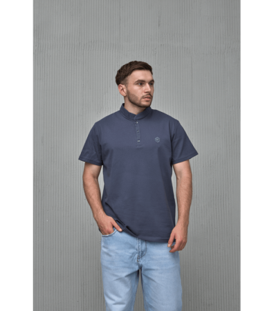 Чоловіча однотонна поло з коміром-стійкою великих розмірів 19571.47