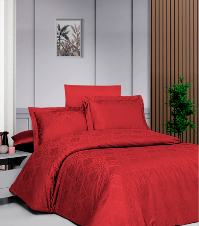 Комплект постільної білизни Jacquard Satin Dark Series First Choice JS-159 Vladya Red