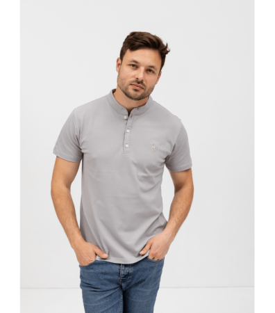 Однотонна футболка поло з коміром стійкою 19554.98