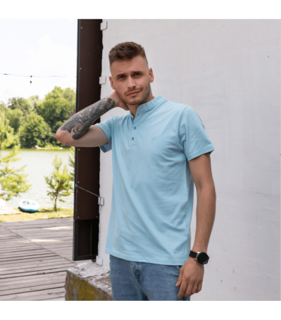 Однотонна футболка поло з коміром стійкою 19554.44