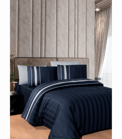 Комплект постільної білизни Deluxe Satin Dark Series First Choice DLX-242 Artwel Navy Blue