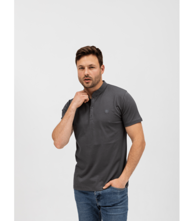 Однотонна футболка поло з коміром стійкою 19554.32