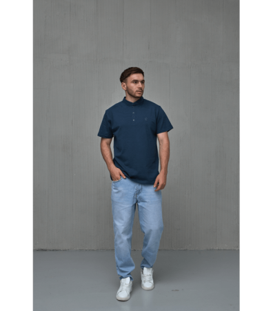 Чоловіча однотонна поло з коміром-стійкою великих розмірів 19571.96