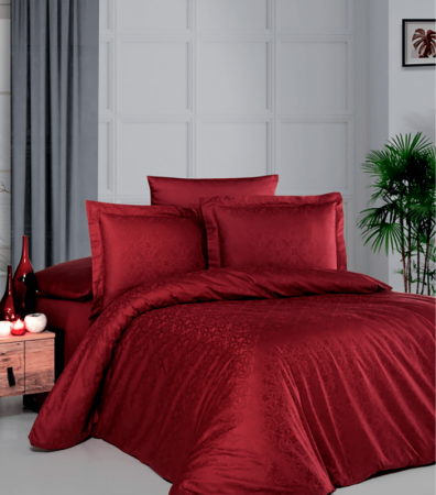 Комплект постільної білизни Jacquard Satin Dark Series First Choice JS-149 Lamone Dark Red