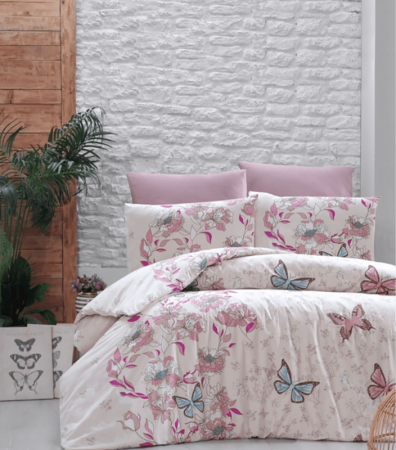 Комплект постельного белья First Choice Ranforce R-16 Kelebek Lilac