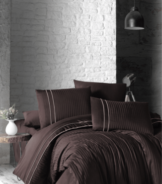 Комплект постельного белья Deluxe Satin Dark Series First Choice DLX-91 STRIPE STYLE CHOCOLATE