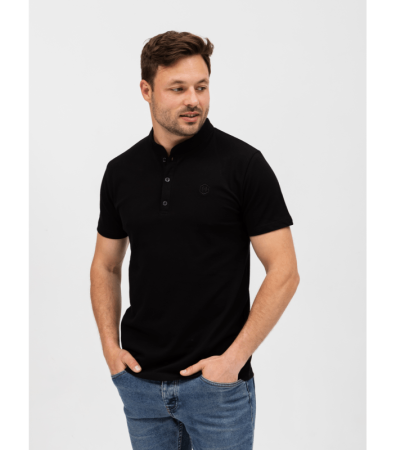 Однотонна футболка поло з коміром стійкою 19554.30