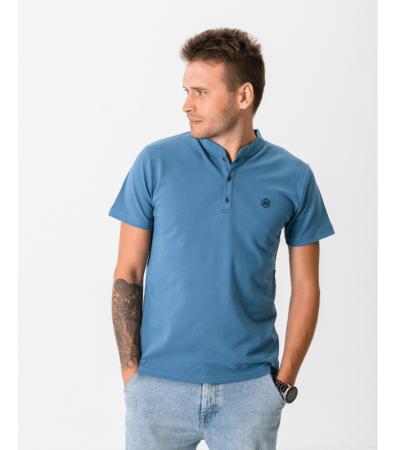 Однотонна футболка поло з коміром стійкою 19554.20