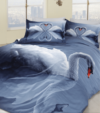 Комплект постельного белья 3D Digital Satin Duvet Cover Set First Choice 3DS-21 SWAN BLUE