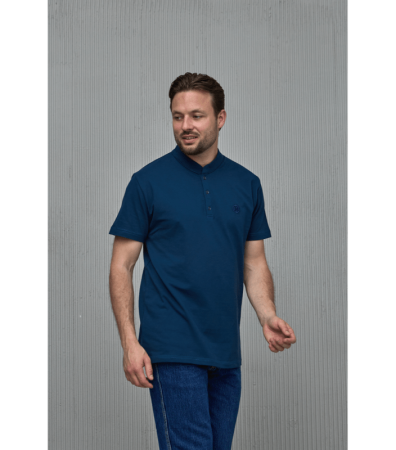 Однотонна футболка поло з коміром стійкою 19554.96