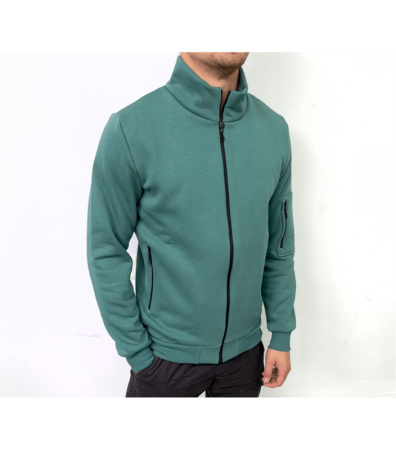Теплая кофта на молнии с накладным карманом на рукаве 30464.71