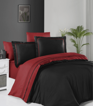 Комплект постельного белья Deluxe Satin Dark Series First Choice DLX-396 SERENİTY RED & BLACK