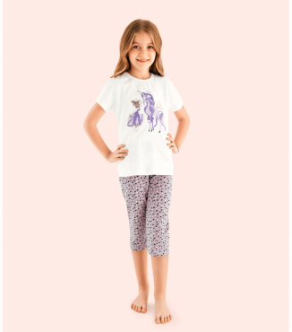 Піжама футболка з малюнком та капрі для дівчинки 10121