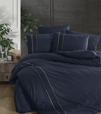 Комплект постельного белья Deluxe Satin Dark Series First Choice DLX-266 ALFA NAVY BLUE