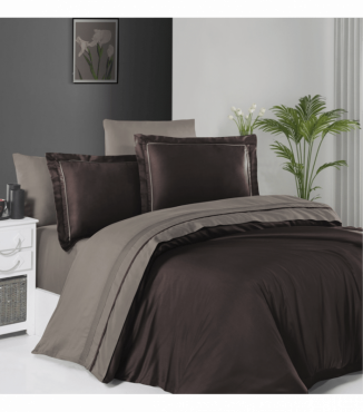 Комплект постільної білизни Deluxe Satin Dark Series First Choice DLX-401 SERENİTY DARK BROWN MİNK