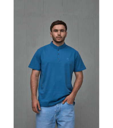 Чоловіча однотонна поло з коміром-стійкою великих розмірів 19571.20